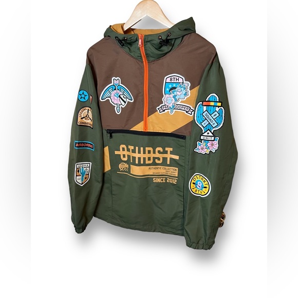 Men’s 8ighth Dstrkt Military hooded Anorak pullover windbreaker, Size XL - Picture 3 of 13